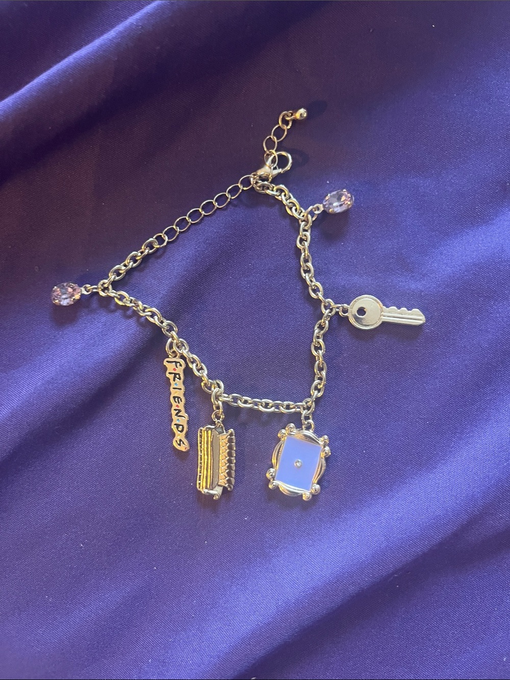 FRIENDS Silver Charm Bracelet with Lavender Accents
